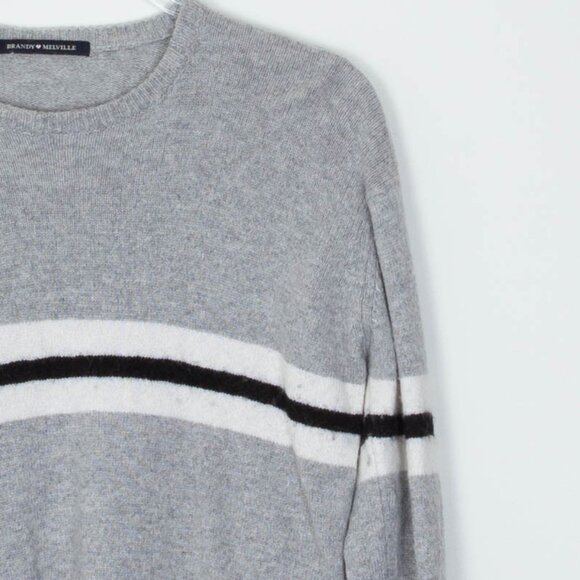 Brandy Melville Wool Cashmere Blend Long Sleeve Gray Striped Sweater - Picture 5 of 9